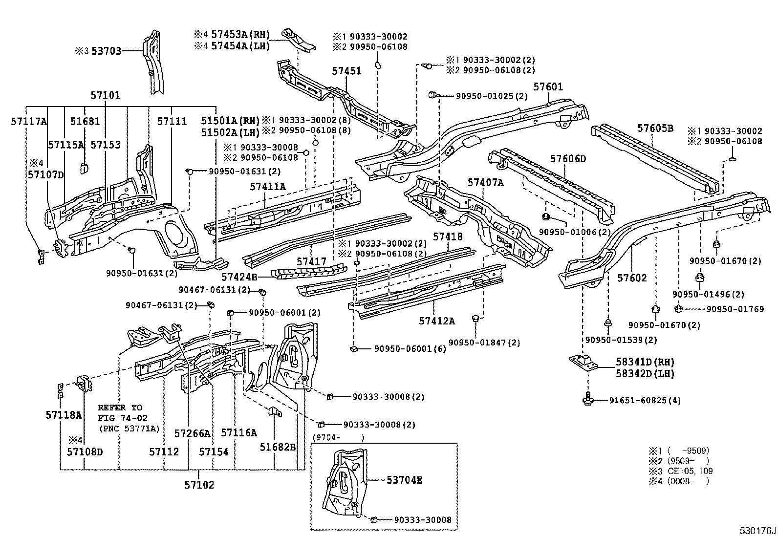 57102-12957 MEMBER SUB-ASSY, FRONT SIDE, LH product image