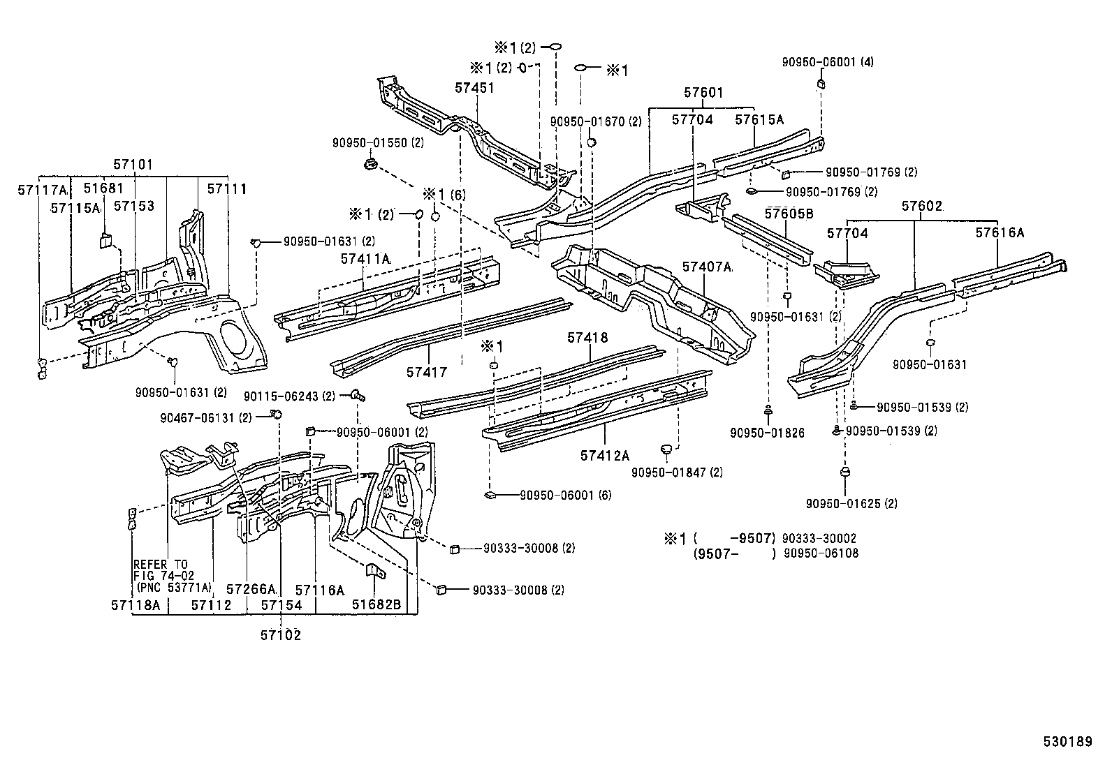 57102-12400 MEMBER SUB-ASSY, FRONT SIDE, LH product image