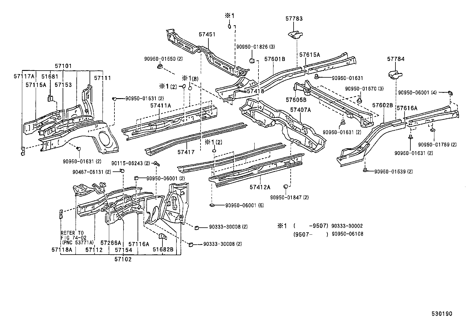 57102-12400 MEMBER SUB-ASSY, FRONT SIDE, LH product image