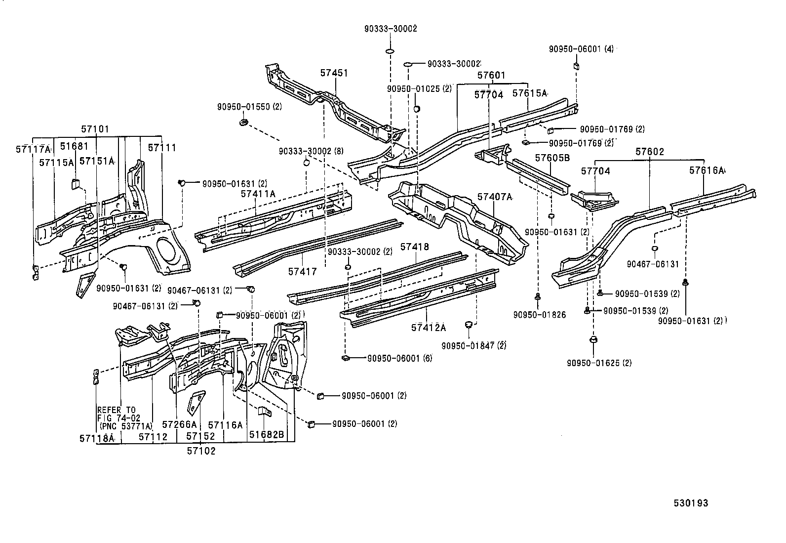 57102-12760 MEMBER SUB-ASSY, FRONT SIDE, LH product image