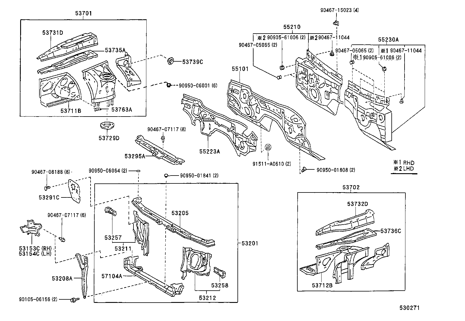 53153-30080 GUIDE, RADIATOR GRILLE SIDE AIR, RH product image
