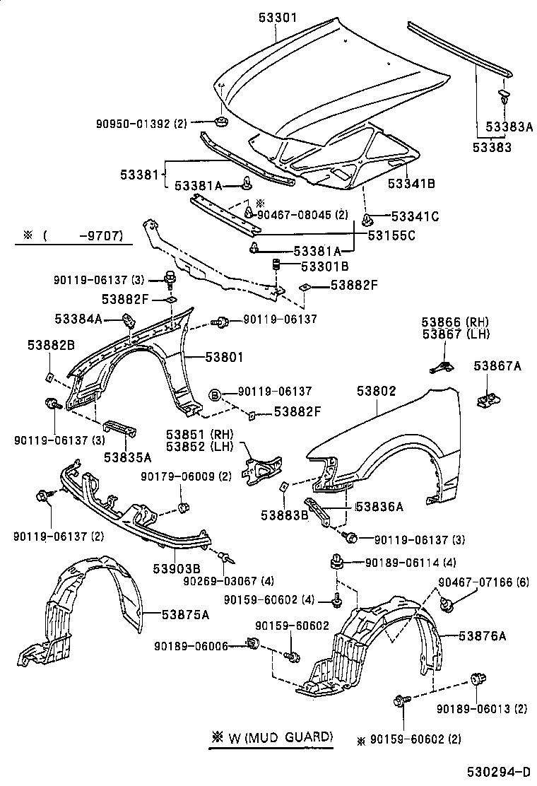 53875-12240 LINER, FRONT FENDER, RH product image