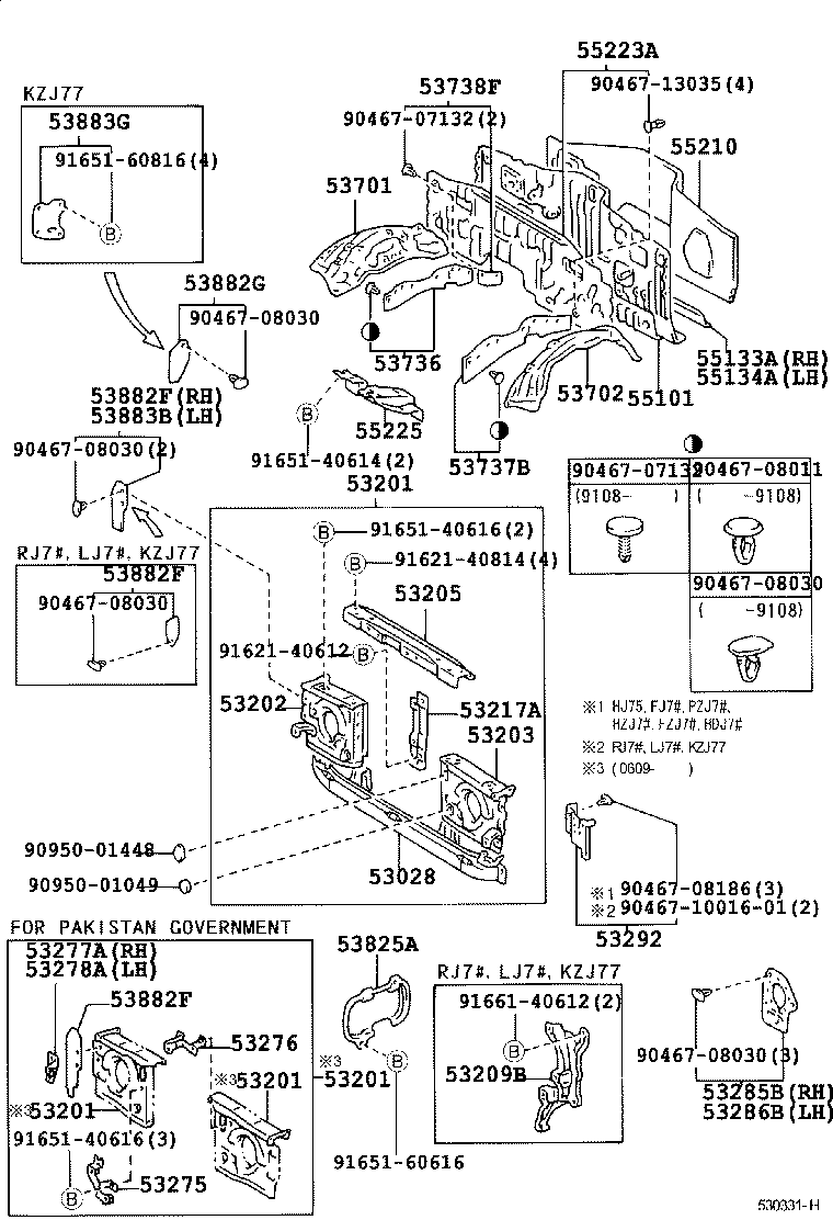 53275-60030 BRACKET, HEADLAMP DOOR MOUNTING, NO.1 RH product image