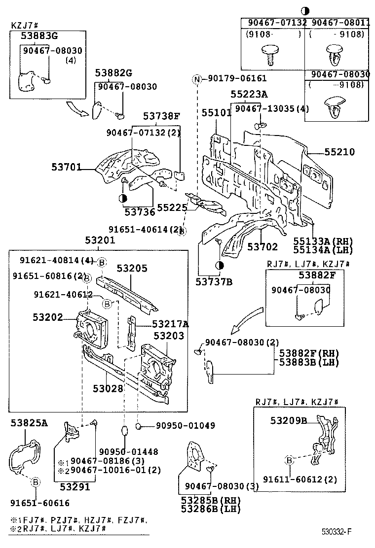 53275-60030 BRACKET, HEADLAMP DOOR MOUNTING, NO.1 RH product image