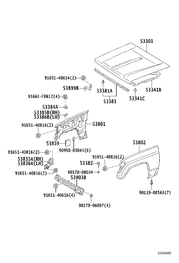 53802-60700 FENDER SUB-ASSY, FRONT LH product image