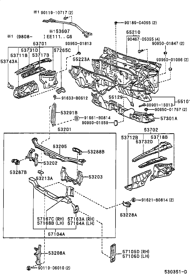 53205-02030 SUPPORT SUB-ASSY, RADIATOR, UPPER product image