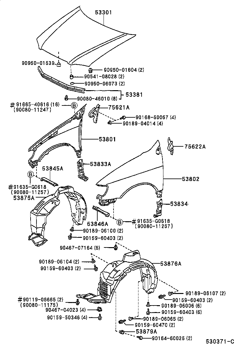 53876-08010 LINER, FRONT FENDER, LH product image