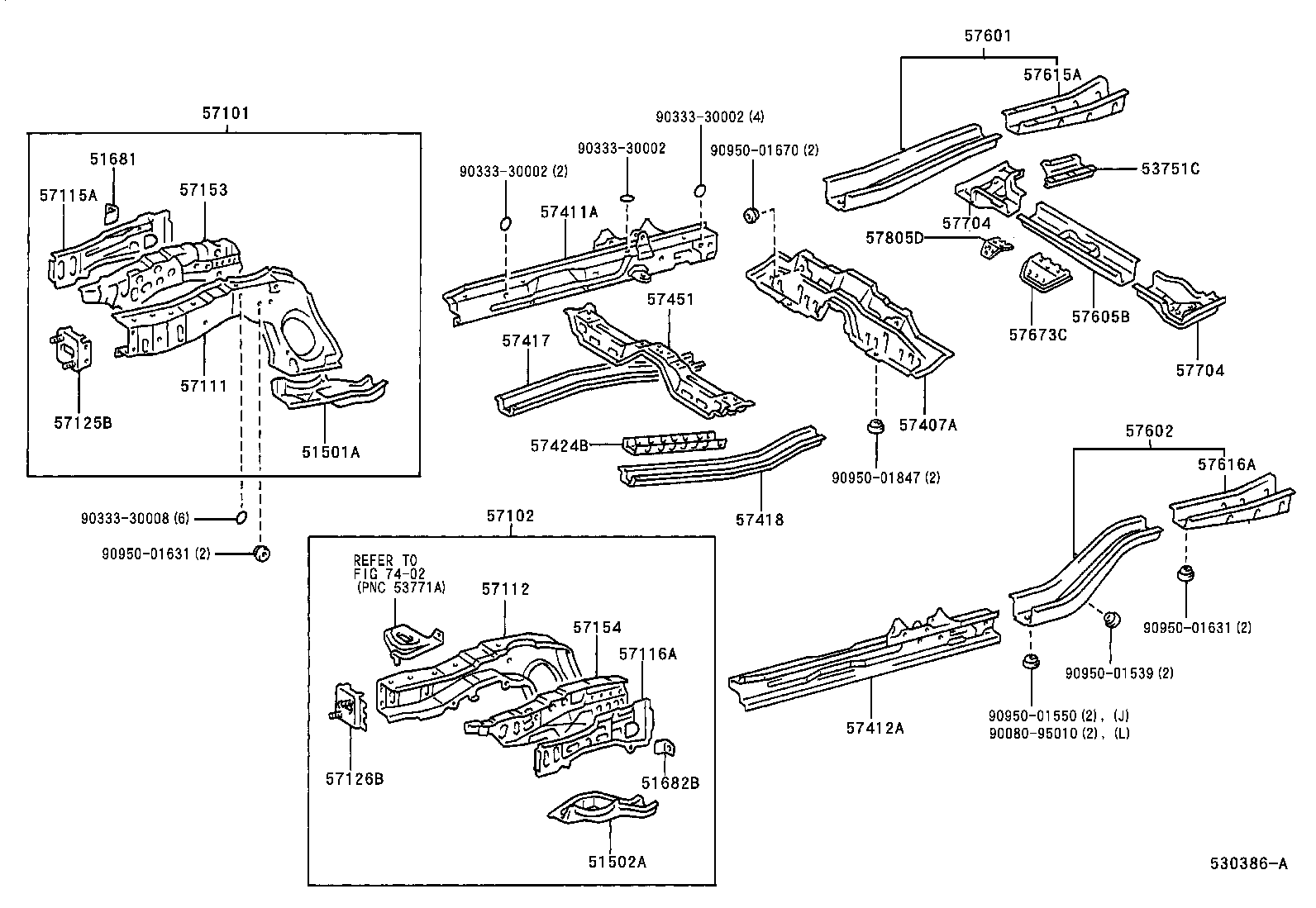 57102-02060 MEMBER SUB-ASSY, FRONT SIDE, LH product image