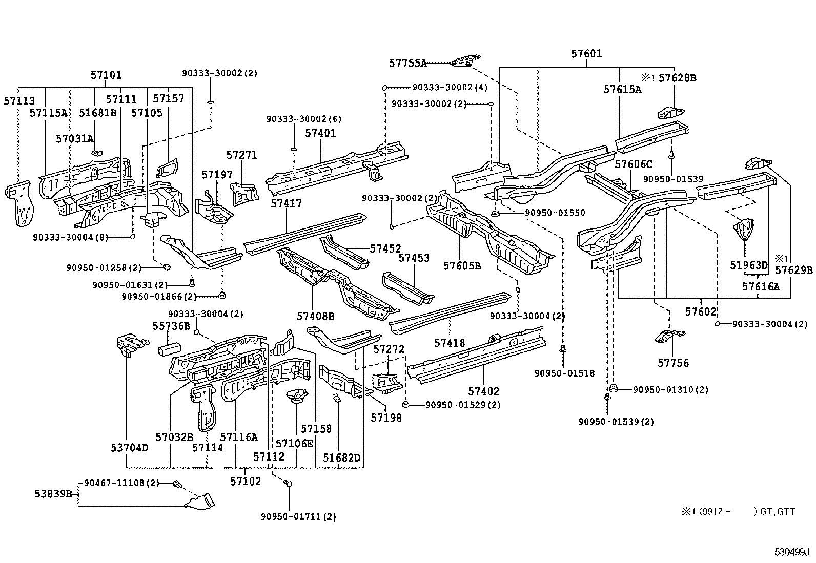 57102-21902 MEMBER SUB-ASSY, FRONT SIDE, LH product image