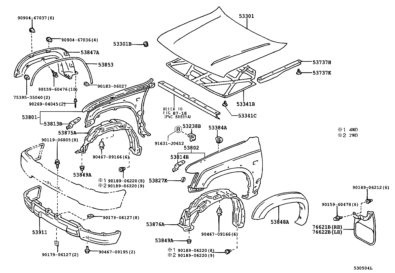 53802-35500 FENDER SUB-ASSY, FRONT LH product image