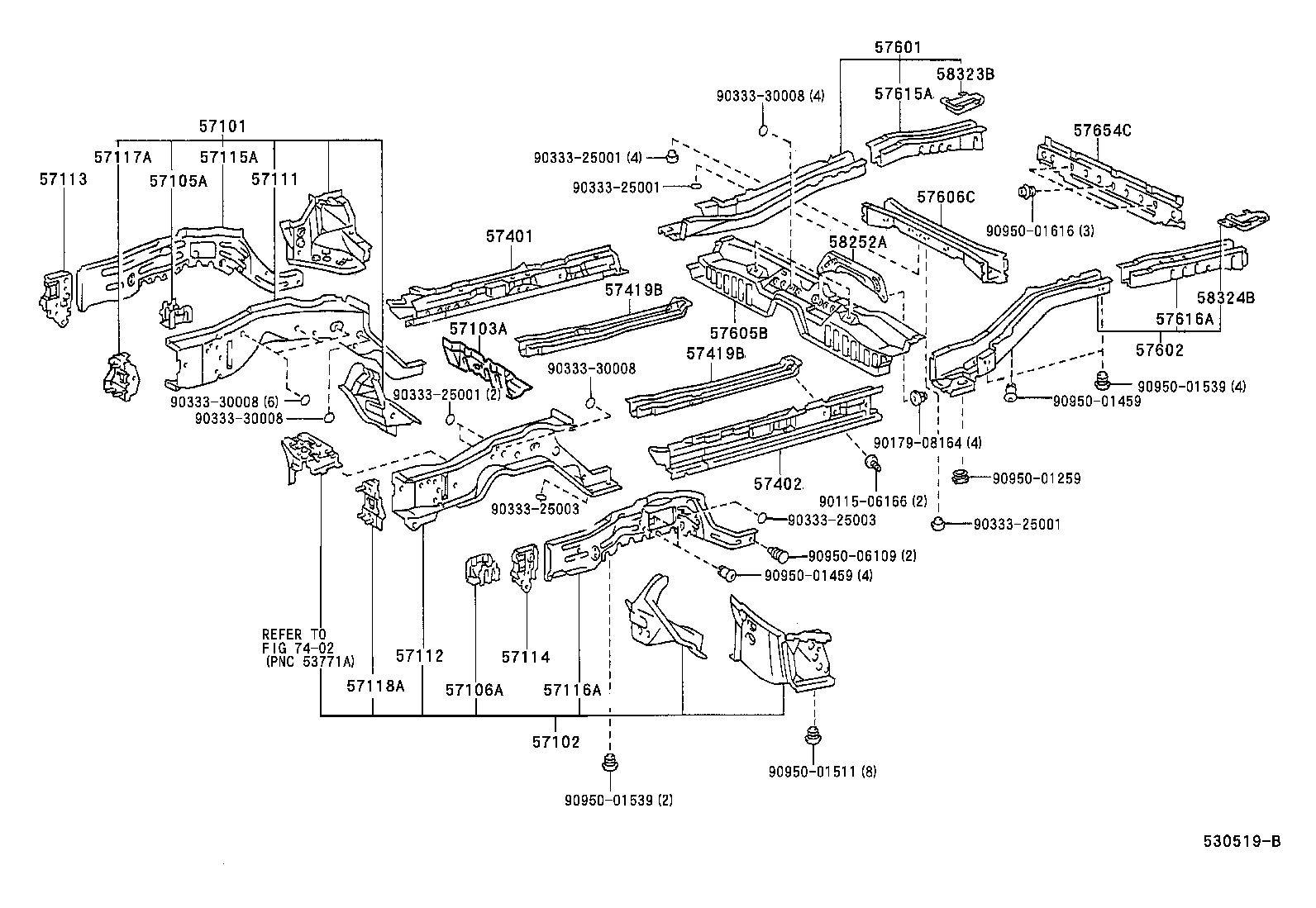 57102-06035 MEMBER SUB-ASSY, FRONT SIDE, LH product image