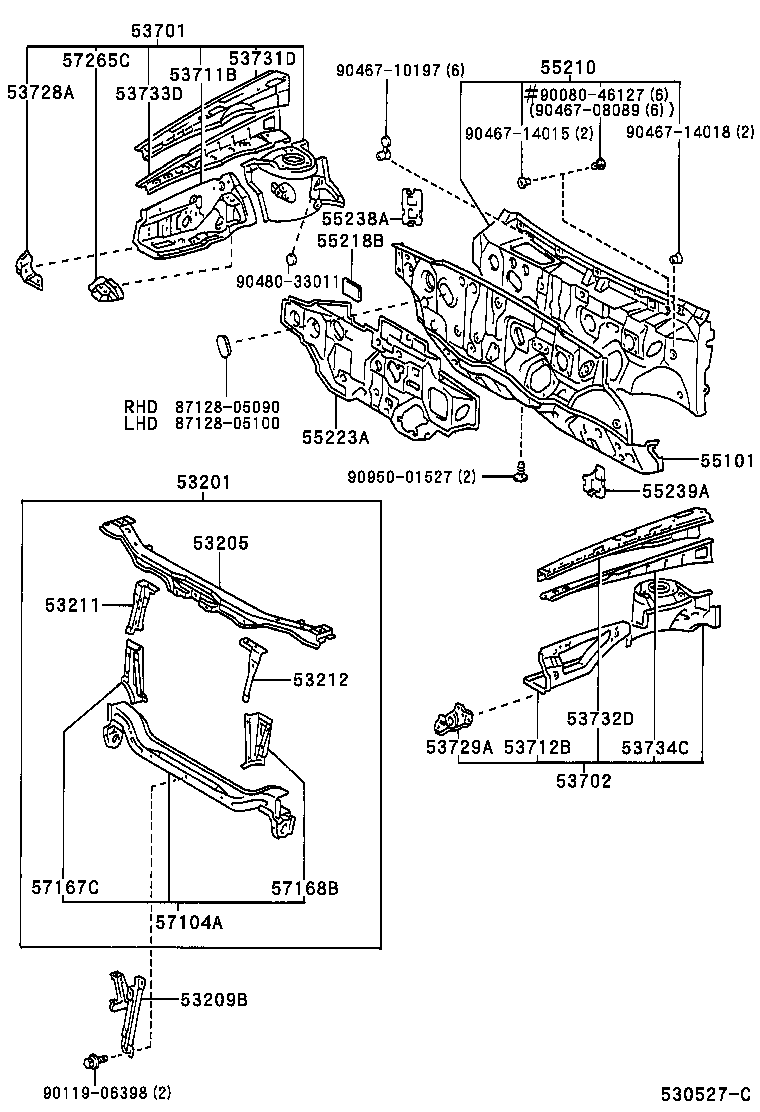 53209-05010 BRACE SUB-ASSY, HOOD LOCK SUPPORT product image