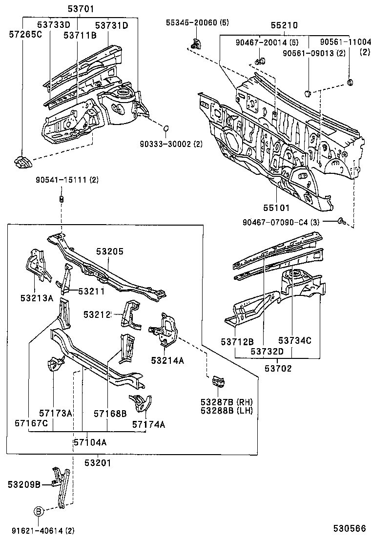53209-20320 BRACE SUB-ASSY, HOOD LOCK SUPPORT product image
