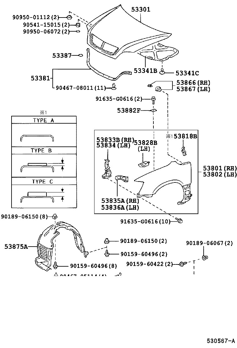 53802-48010 FENDER SUB-ASSY, FRONT LH product image