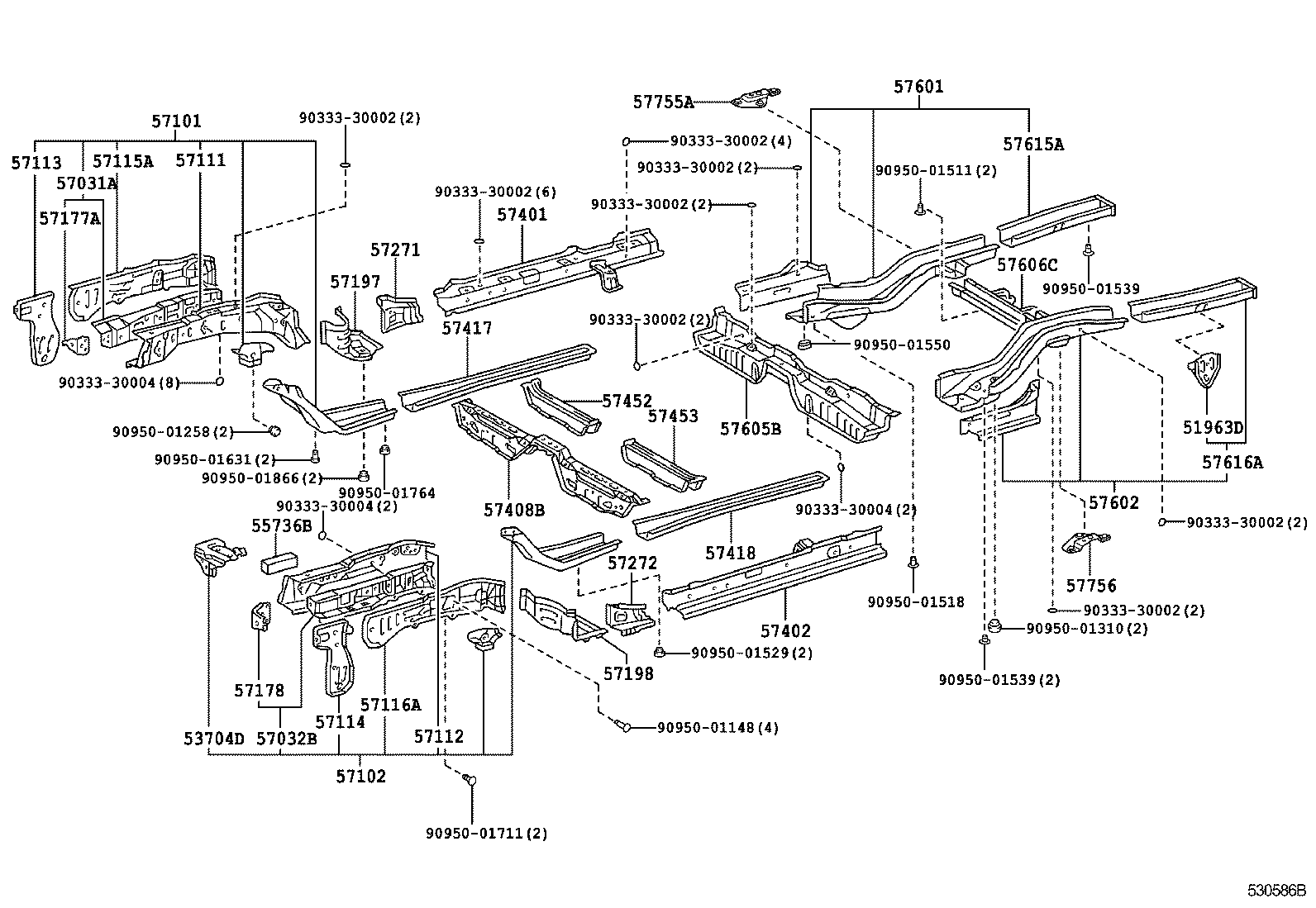 57102-20934 MEMBER SUB-ASSY, FRONT SIDE, LH product image