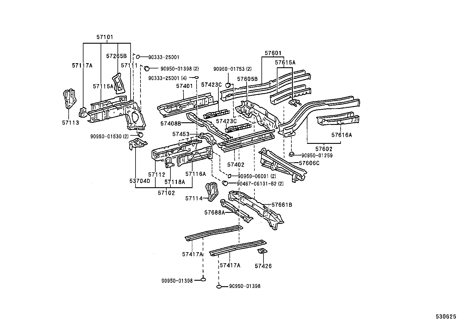 57102-10430 MEMBER SUB-ASSY, FRONT SIDE, LH product image