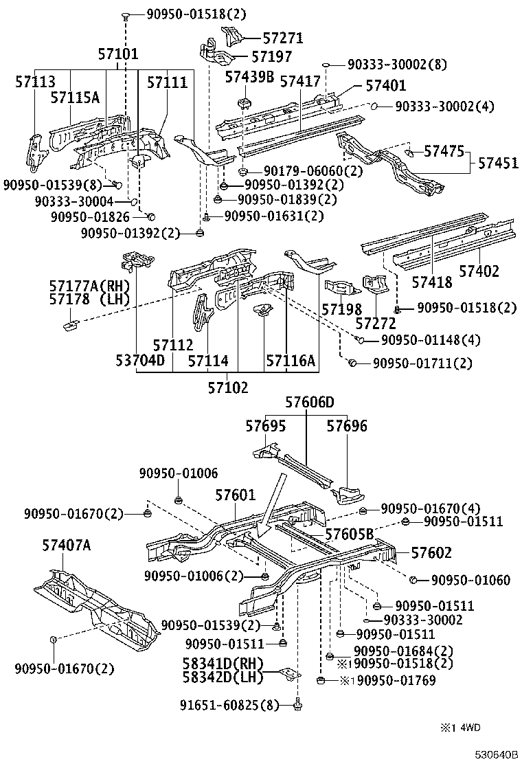 57606-21040 MEMBER SUB-ASSY, REAR ABSORBER MOUNTING product image