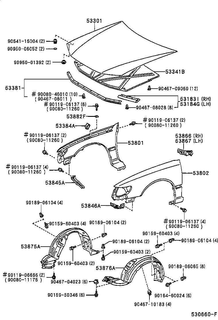 53866-06010 SEAL, FRONT FENDER TO COWL SIDE, RH product image