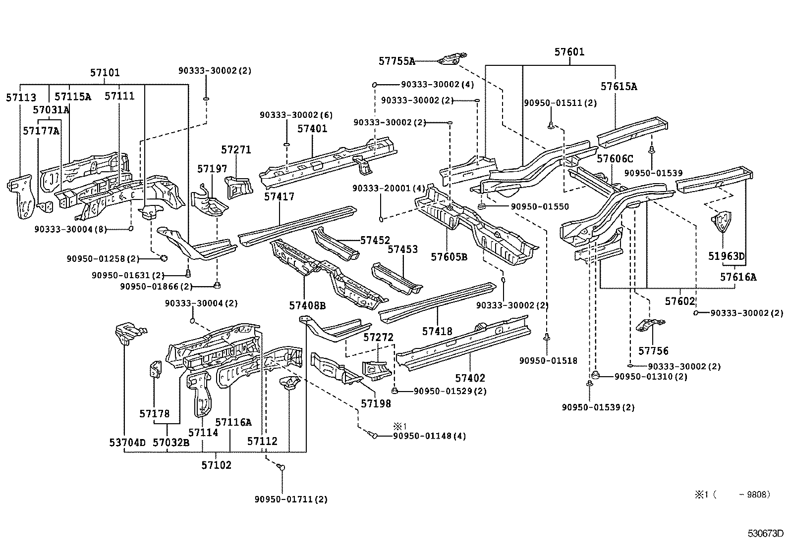 57606-21040 MEMBER SUB-ASSY, REAR ABSORBER MOUNTING product image