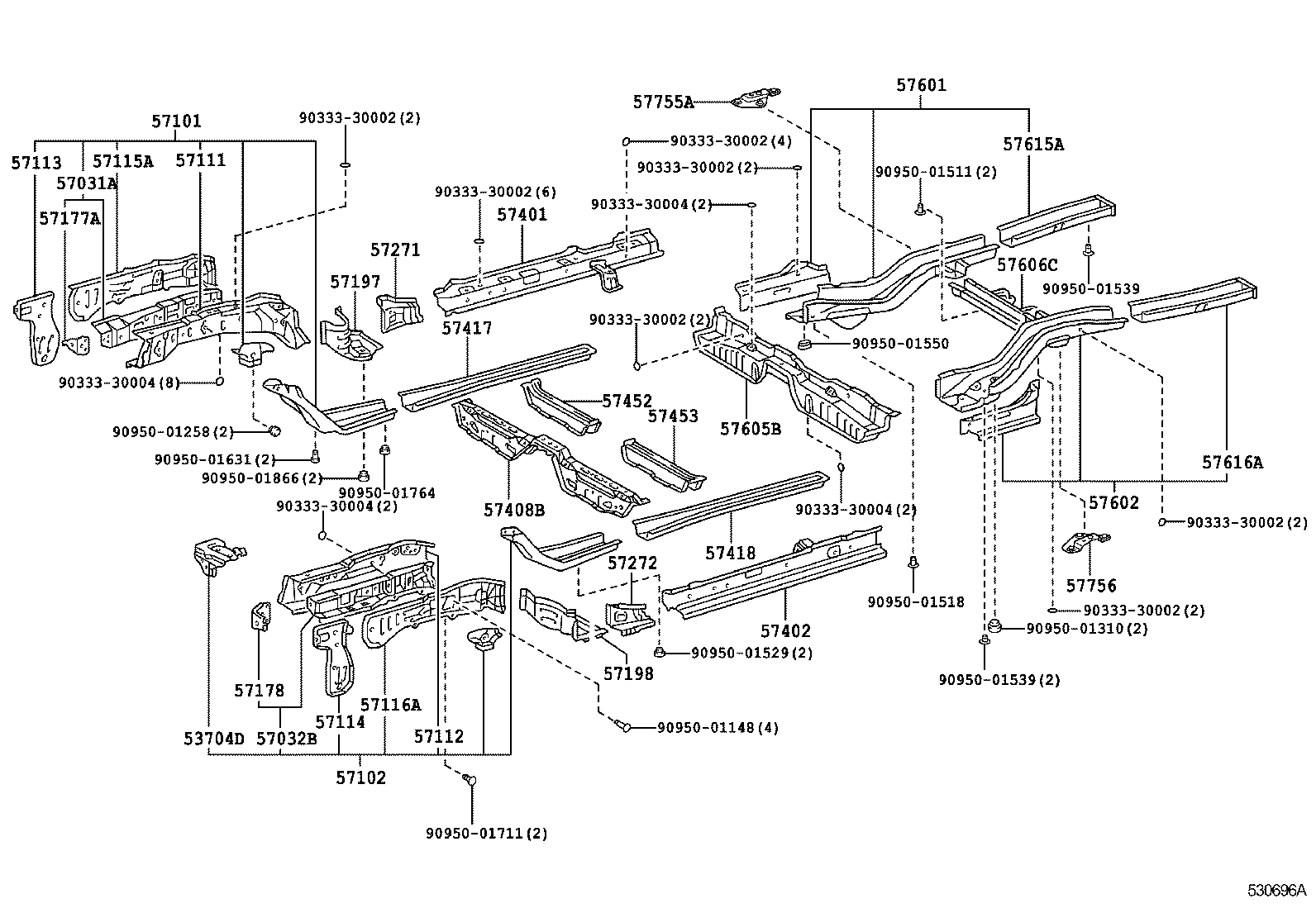 53771-20120 SUPPORT SUB-ASSY, BATTERY, LH product image