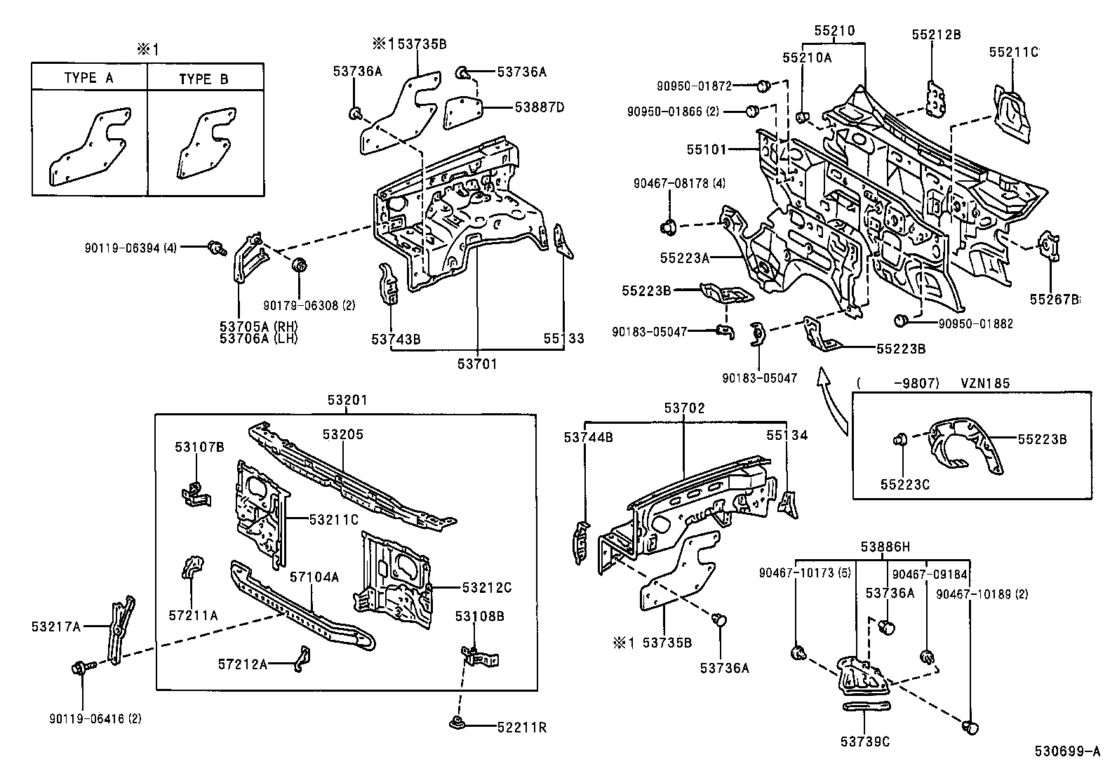55134-35010 PLATE, FRONT FENDER APRON SET, LOWER LH product image