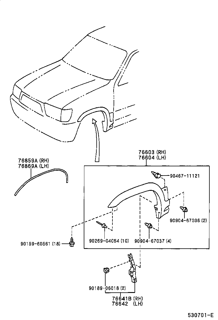 53811-35110 FENDER SUB-ASSY, FRONT RH product image