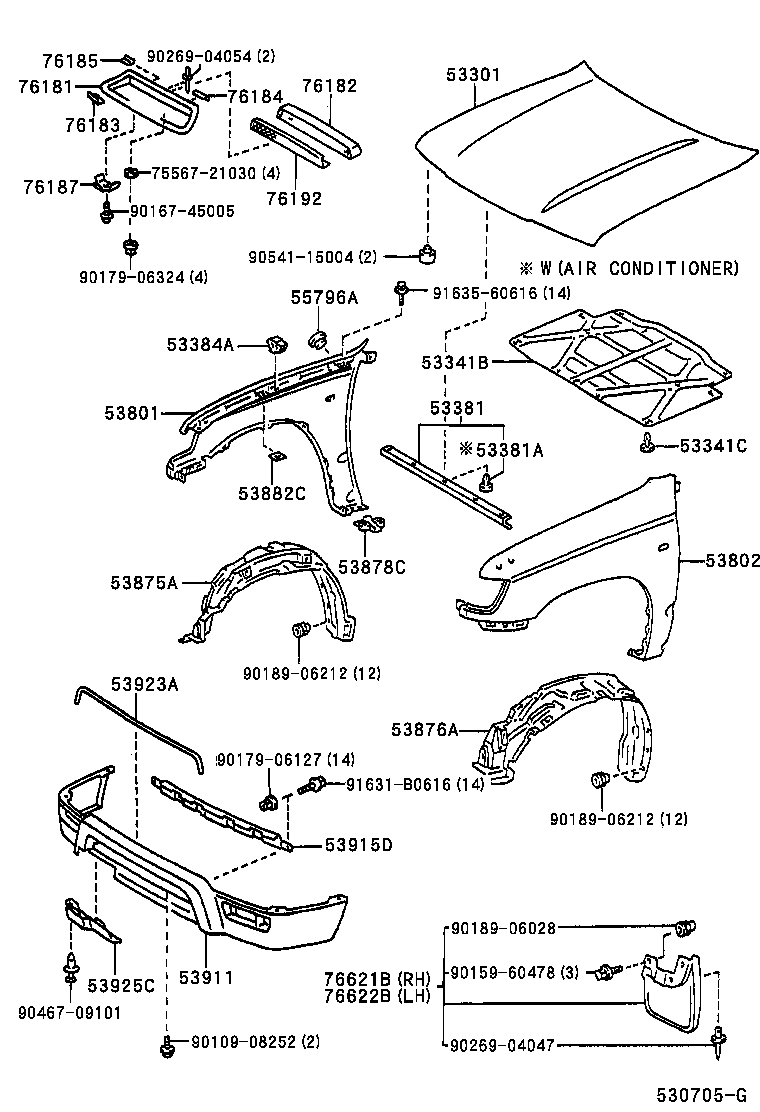 53384-35010 BUMPER, FENDER TO HOOD product image