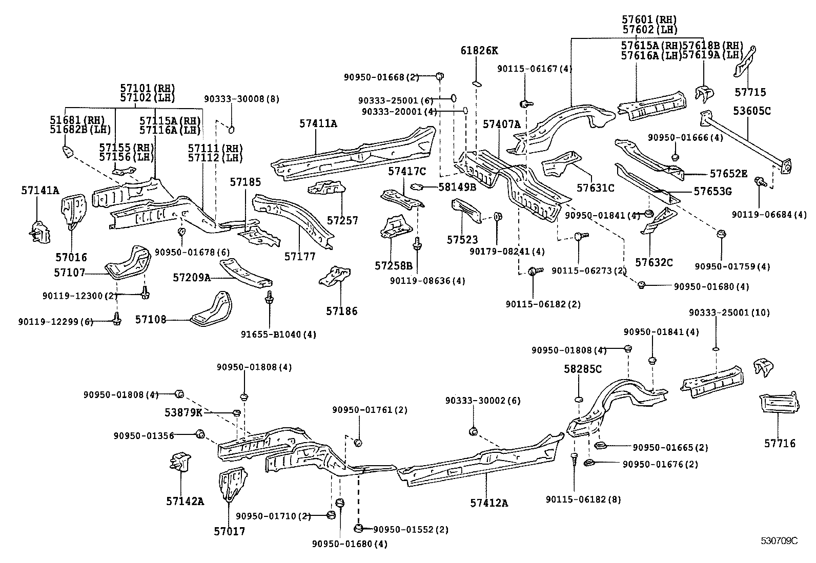 57102-40030 MEMBER SUB-ASSY, FRONT SIDE, LH product image