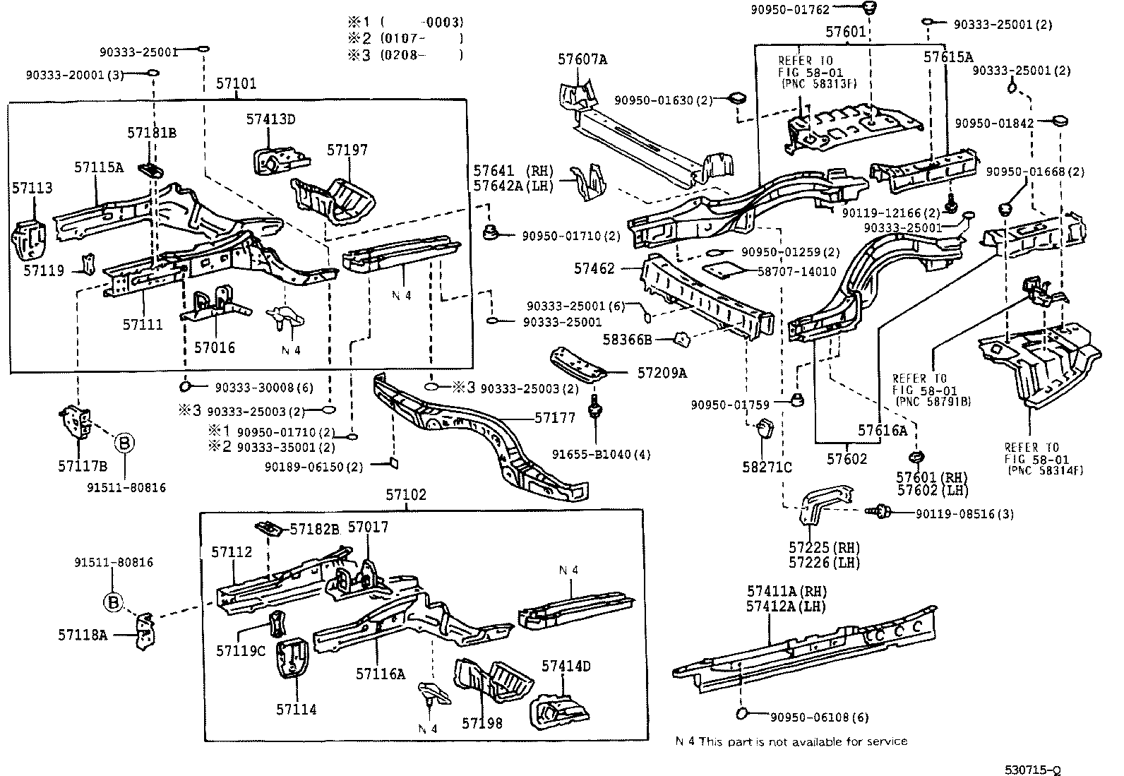 57102-53010 MEMBER SUB-ASSY, FRONT SIDE, LH product image