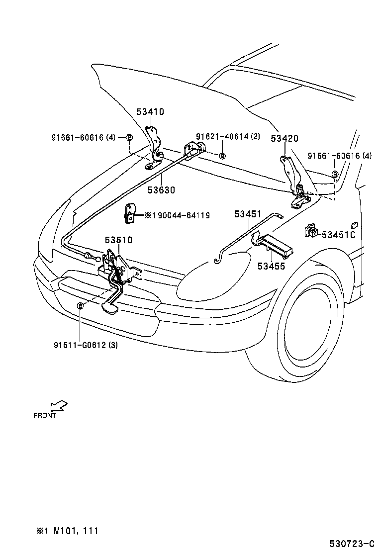 53401-87701 HINGE ASSY, HOOD, RH product image