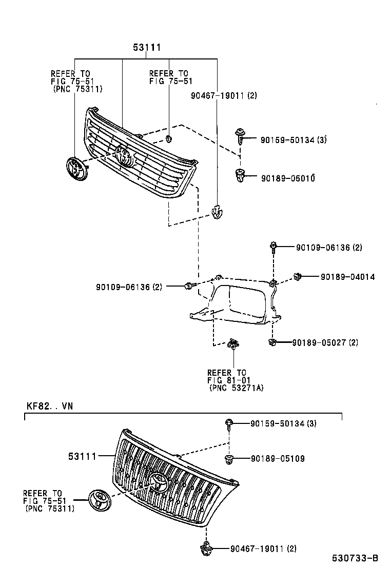 53114-0B030 GRILLE, RADIATOR product image