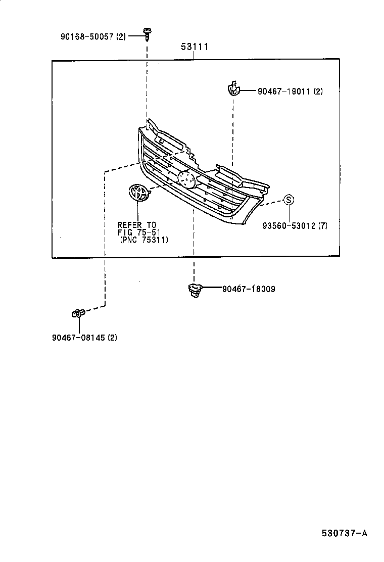 53100-28190 GRILLE, RADIATOR product image