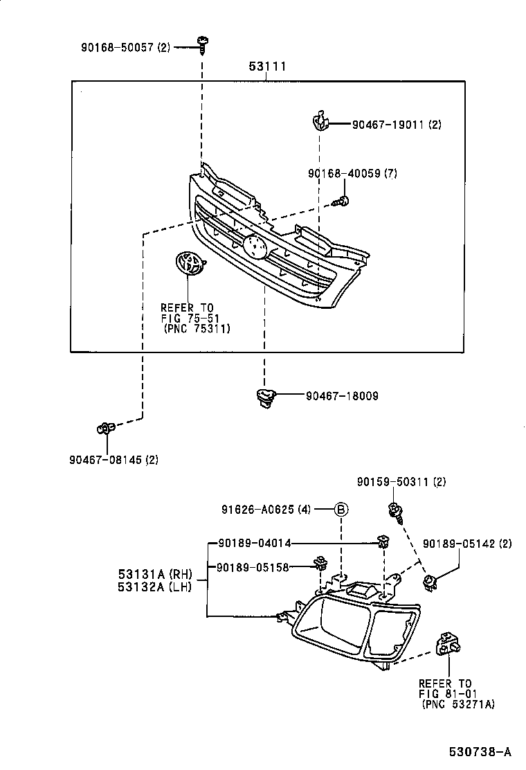 53100-28190 GRILLE, RADIATOR product image