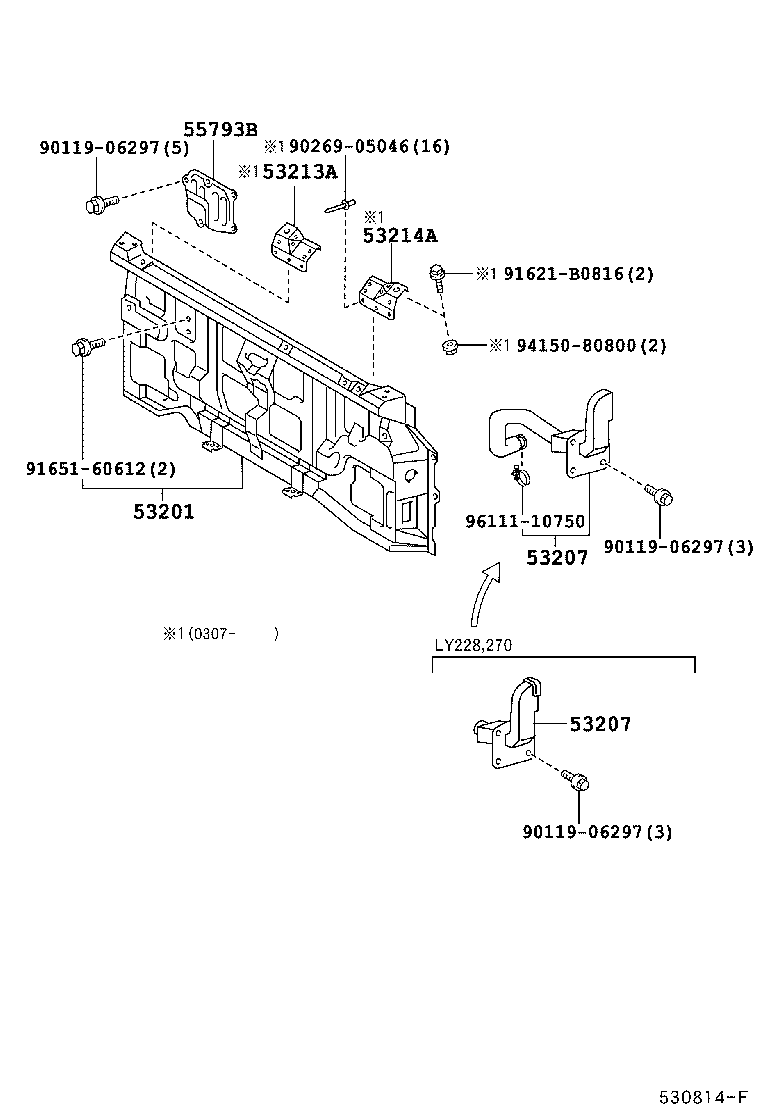 53213-37010 SUPPORT, RADIATOR, UPPER RH product image