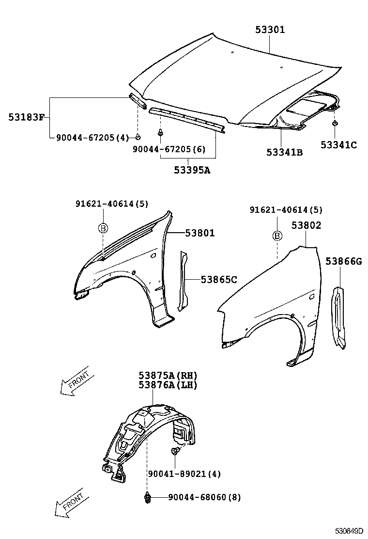 53875-87402 LINER, FRONT FENDER, RH product image