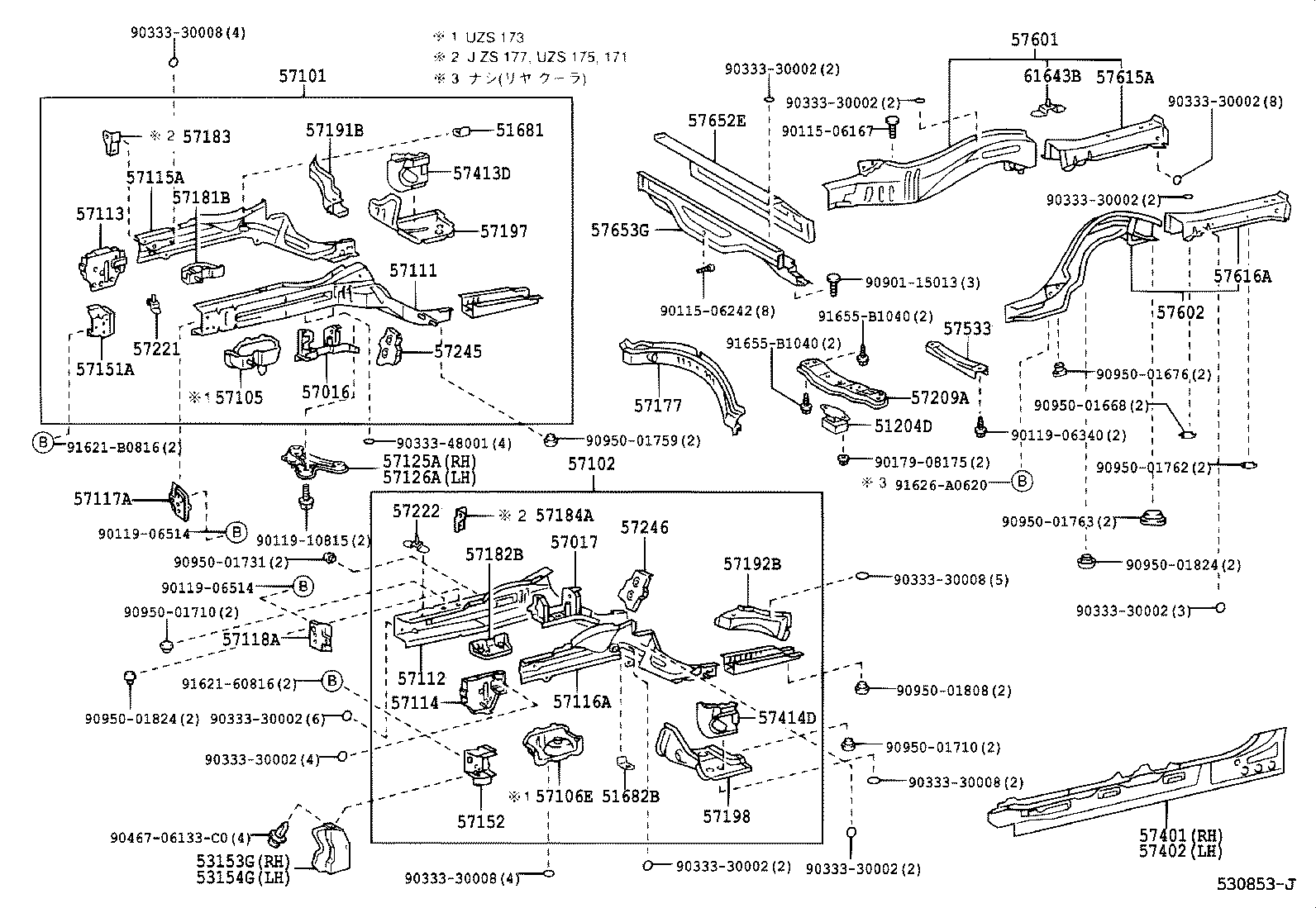57102-30130 MEMBER SUB-ASSY, FRONT SIDE, LH product image