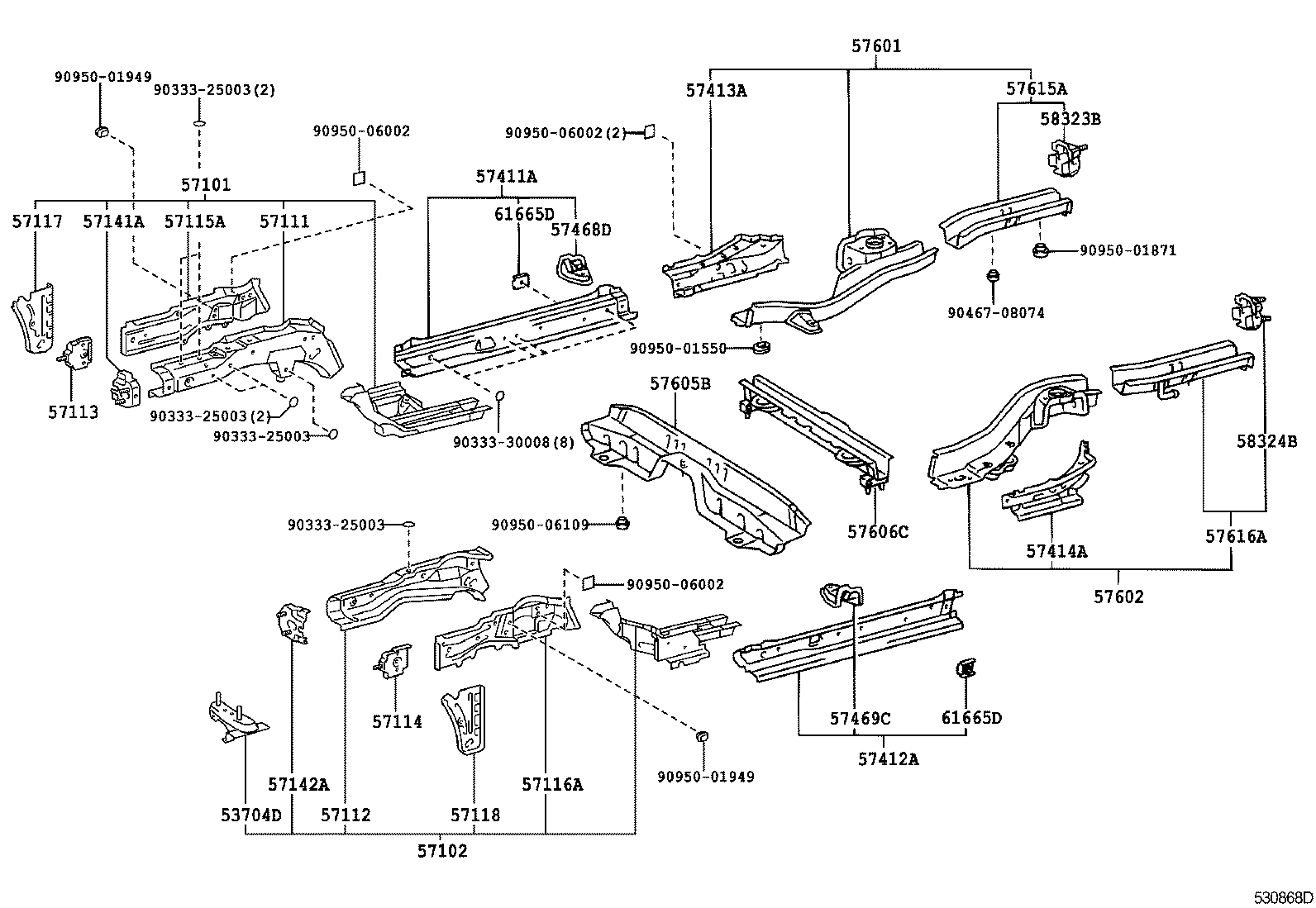 57102-2B040 MEMBER SUB-ASSY, FRONT SIDE, LH product image