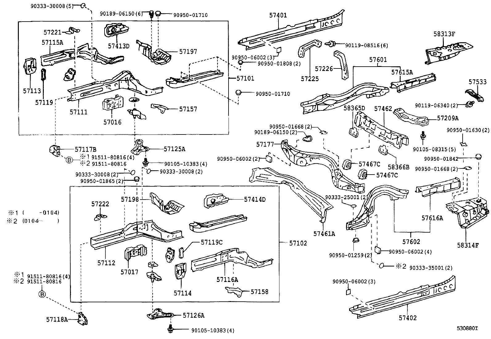 57102-51010 MEMBER SUB-ASSY, FRONT SIDE, LH product image