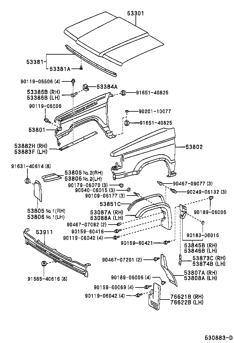 90080-46298 CLIP(FOR HOOD TO RADIATOR SUPPORT SEAL) product image