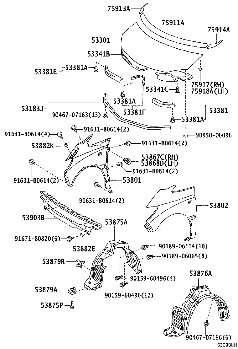 53381-28050 SEAL, HOOD TO RADIATOR SUPPORT product image