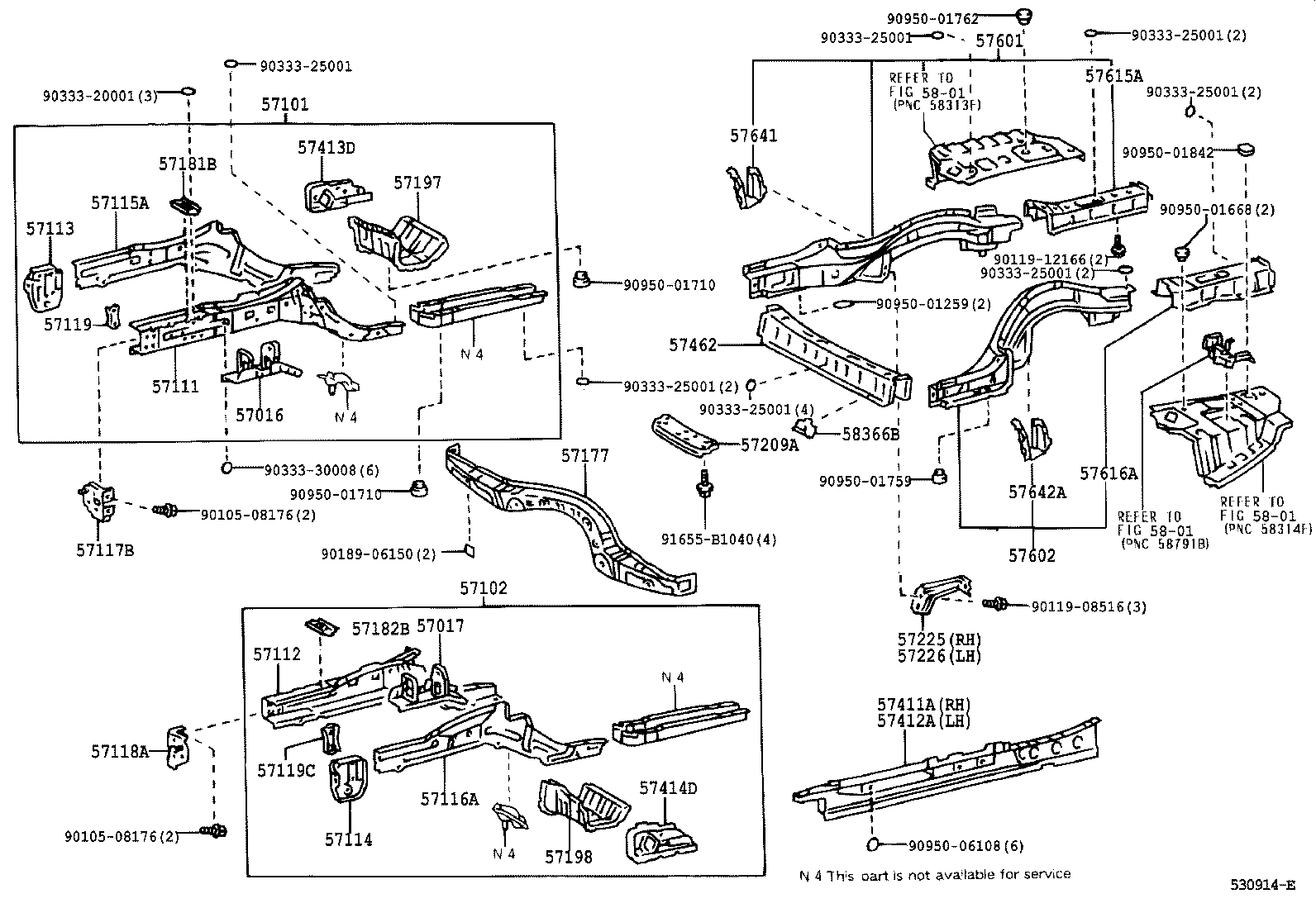 57102-53010 MEMBER SUB-ASSY, FRONT SIDE, LH product image