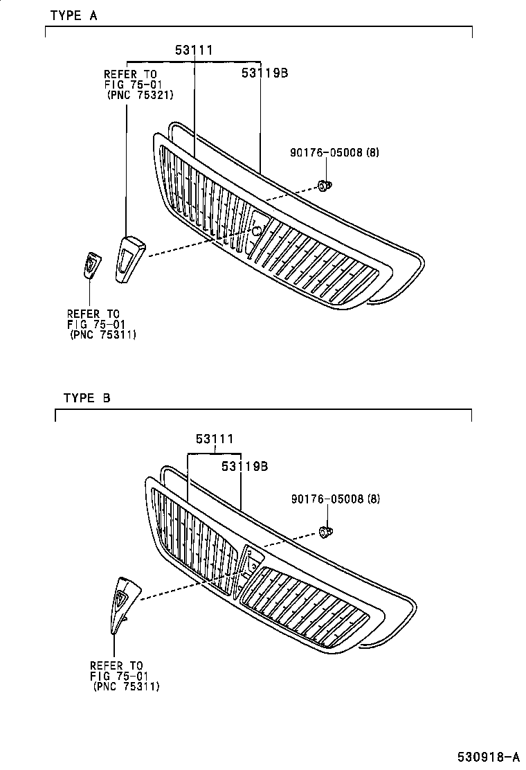 53111-32380 GRILLE, RADIATOR product image