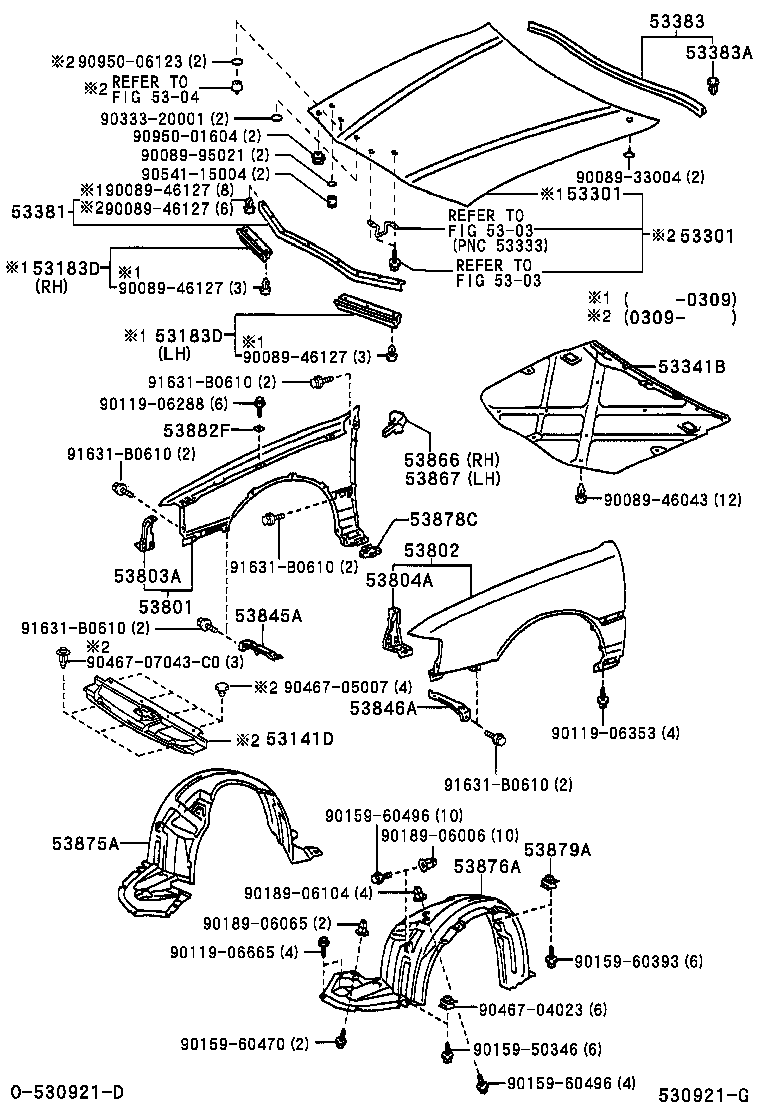 53381-YF010 SEAL, HOOD TO RADIATOR SUPPORT product image