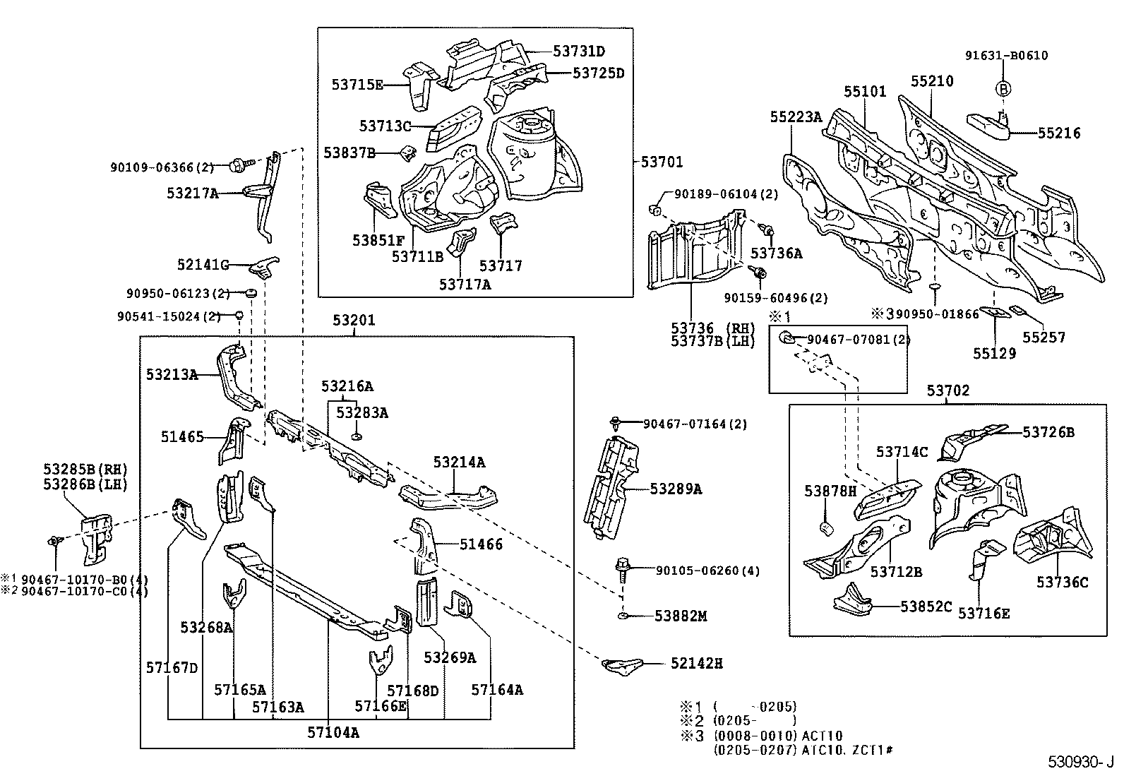 53713-63010 EXTENSION, FRONT FENDER APRON, FRONT RH product image