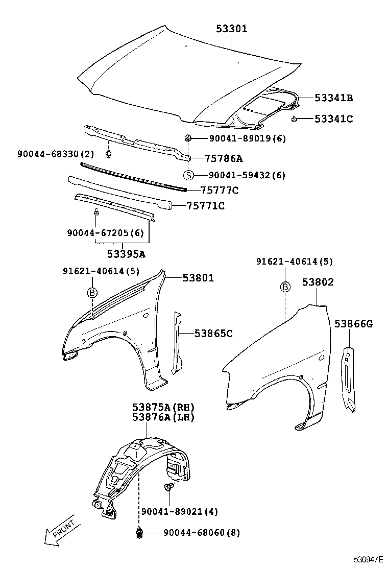 53875-87402 LINER, FRONT FENDER, RH product image