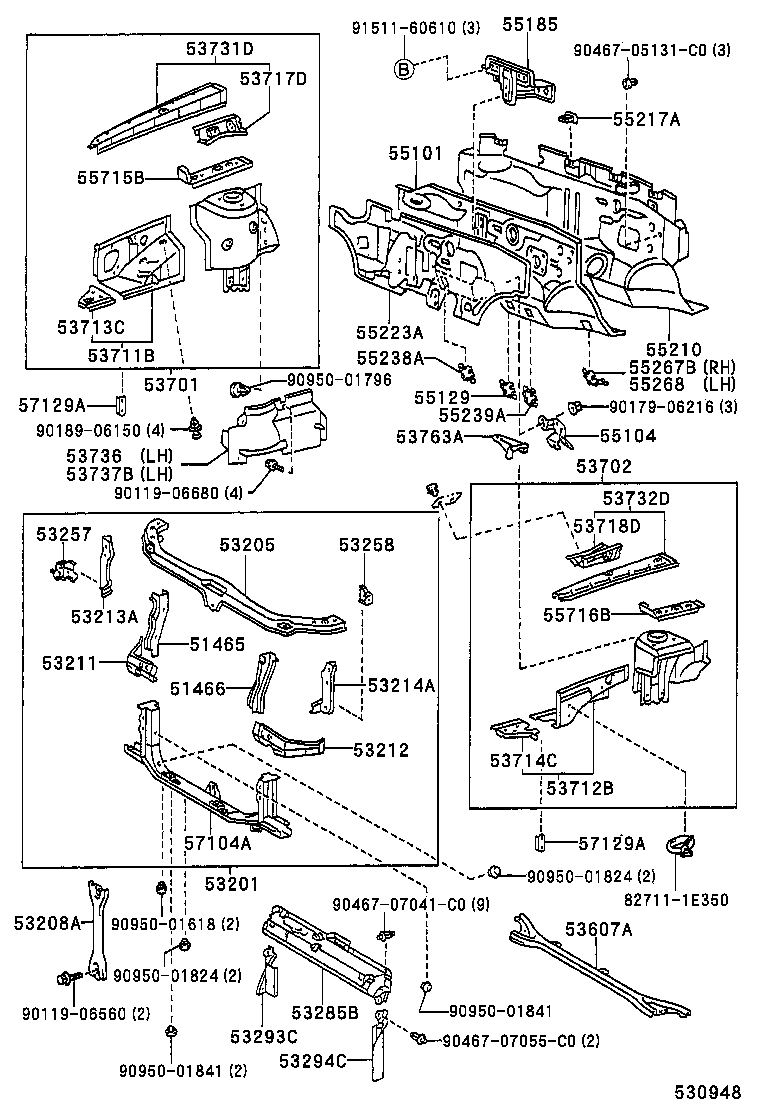 55239-48010 PLATE, DASH PANEL INSULATOR, NO.3 product image