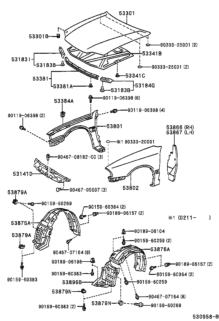 53867-05010 SEAL, FRONT FENDER TO COWL SIDE, LH product image