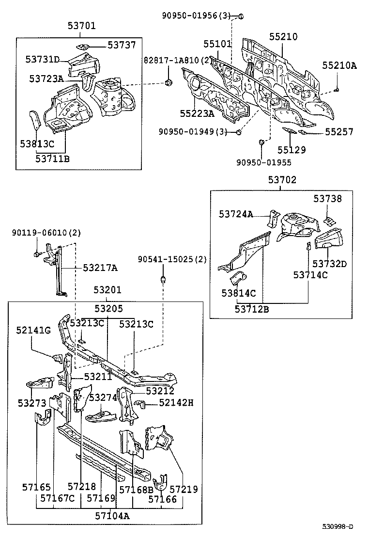 53205-13041 SUPPORT SUB-ASSY, RADIATOR, UPPER product image