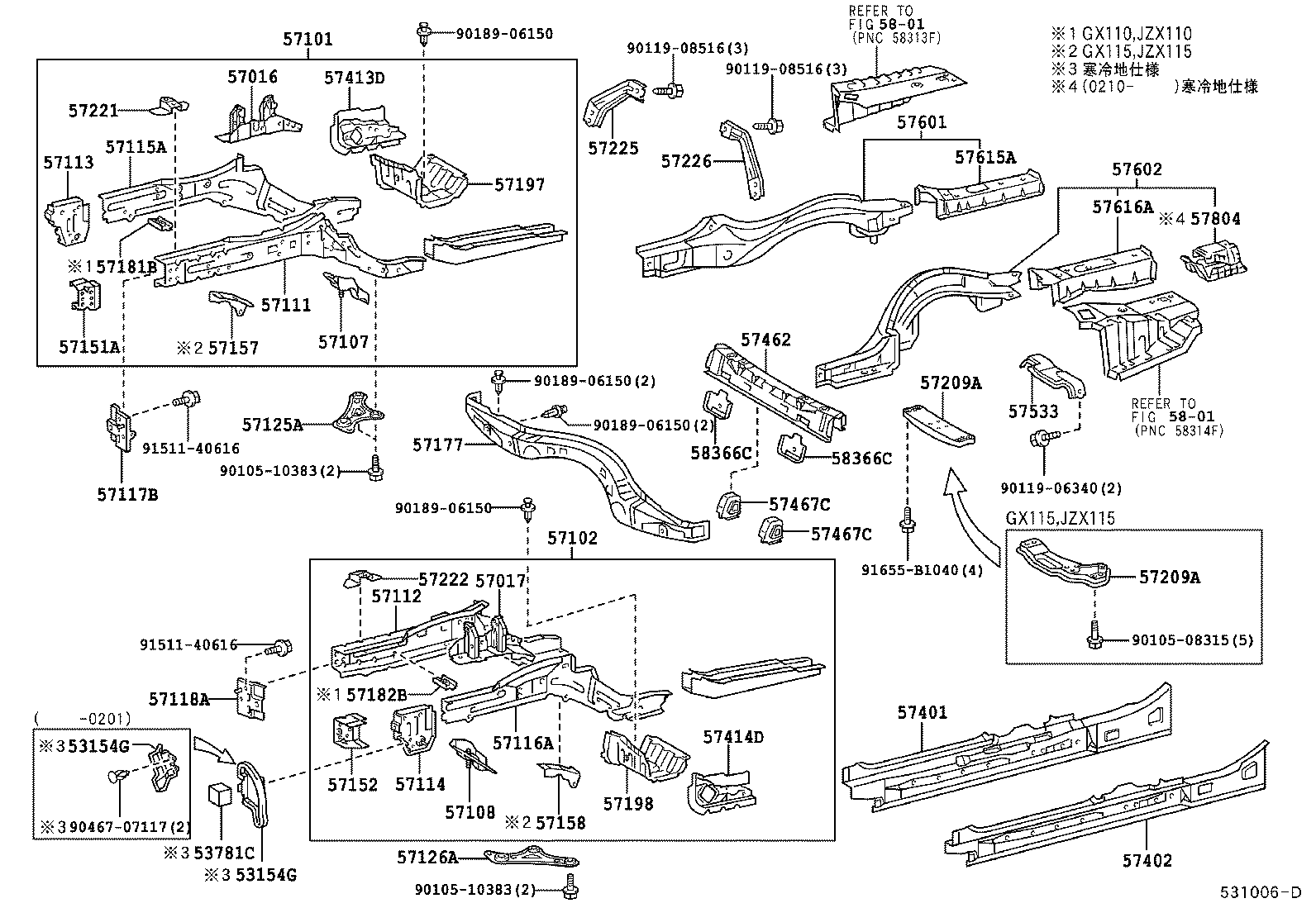 57102-22440 MEMBER SUB-ASSY, FRONT SIDE, LH product image
