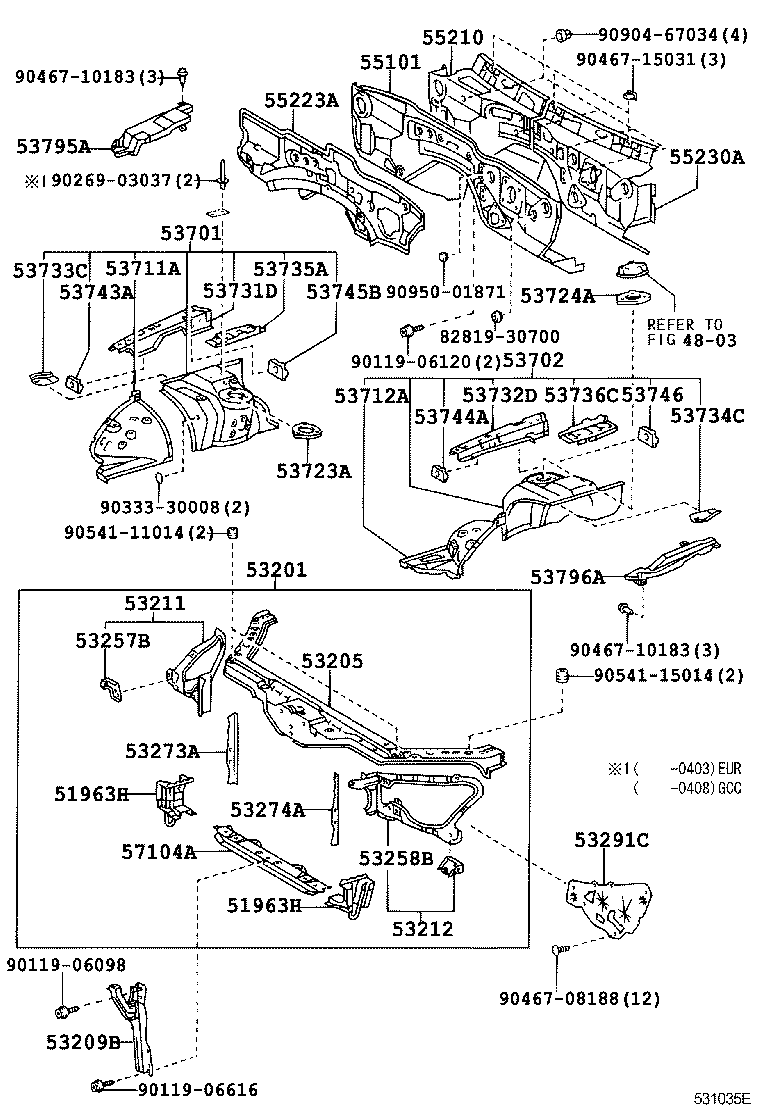 53209-24010 BRACE SUB-ASSY, HOOD LOCK SUPPORT product image